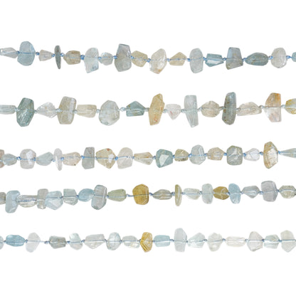 Fil de perle forme libre Aigue marine 6x11 mm (référence 86)