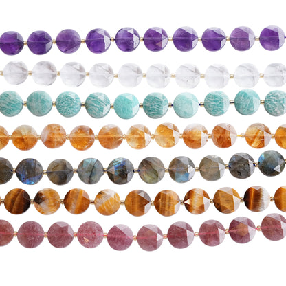 Fil de perles rondes facettés 15 mm (14 pierres disponible)