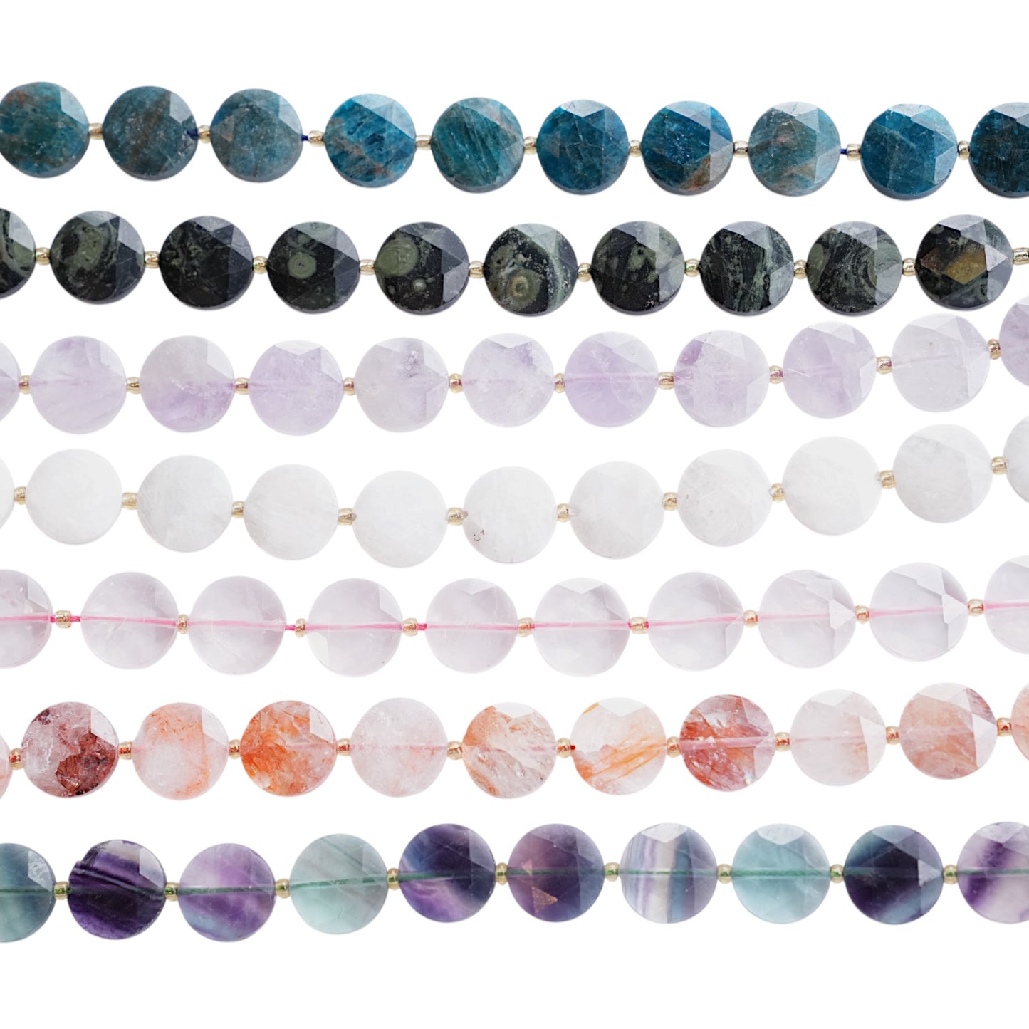 Fil de perles rondes facettés 15 mm (14 pierres disponible)