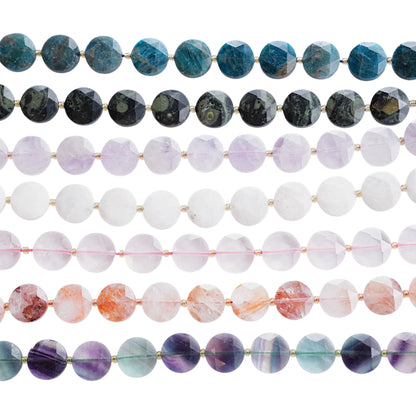 Fil de perles rondes facettés 15 mm (14 pierres disponible)