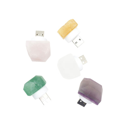 Lampe de nuit/ Veilleuse en pierre naturelle (5 pierres disponible) — Alimentation USB-A