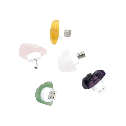 Lampe de nuit/ Veilleuse en pierre naturelle (5 pierres disponible) — Alimentation USB-A