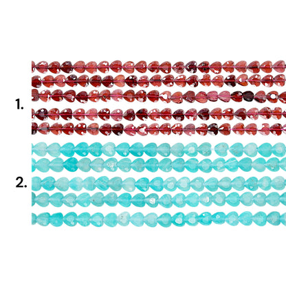 Fil de perle coeur facetté plat 6x6 mm — percé verticalement (2 pierres disponibles)
