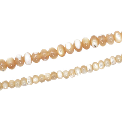 Fil de perles rondelle arrondie en nacre dorée