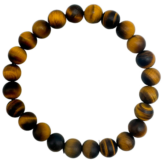 Bracelet taille homme Oeil de tigre mat en perles naturelle