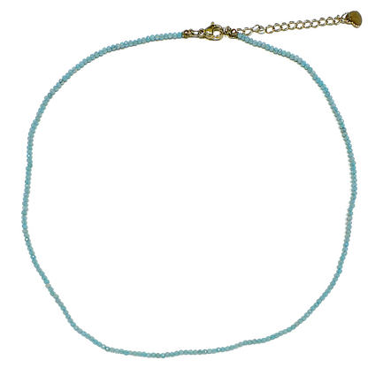 Collier Amazonite 2-3mm acier inoxydable doré/argenté