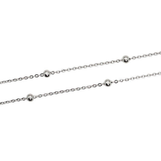 Lot de 10 chaînes en acier inoxydable argenté 45 cm modèle 25