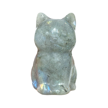 Figurine chat en Labradorite