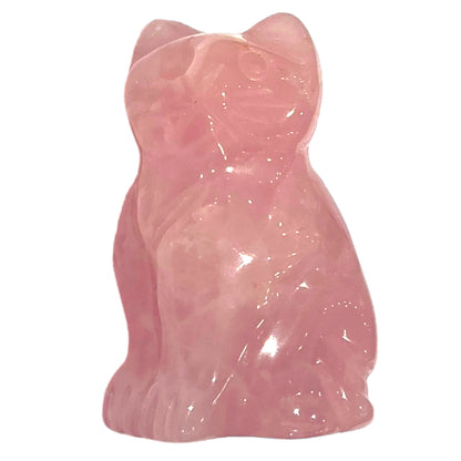 Statue de Chat en Quartz Rose