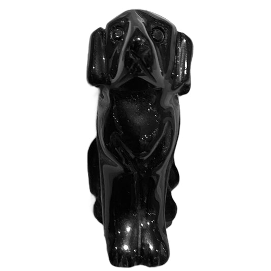 Figurine de Chien en Obsidienne noire