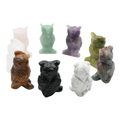 Lot de 3 Figurines de Hibou AA — 4.5x3.5 cm (9 pierres disponible)
