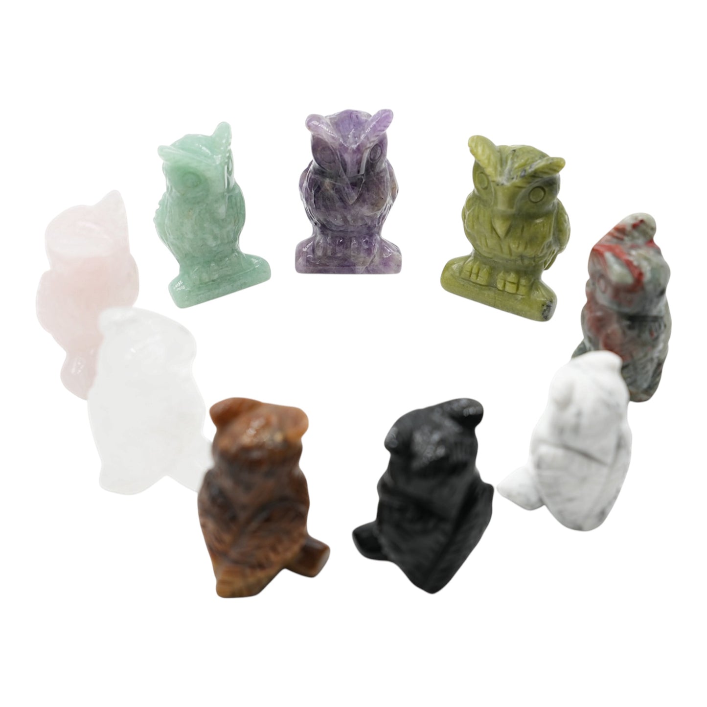 Lot de 3 Figurines de Hibou AA — 4.5x3.5 cm (9 pierres disponible)
