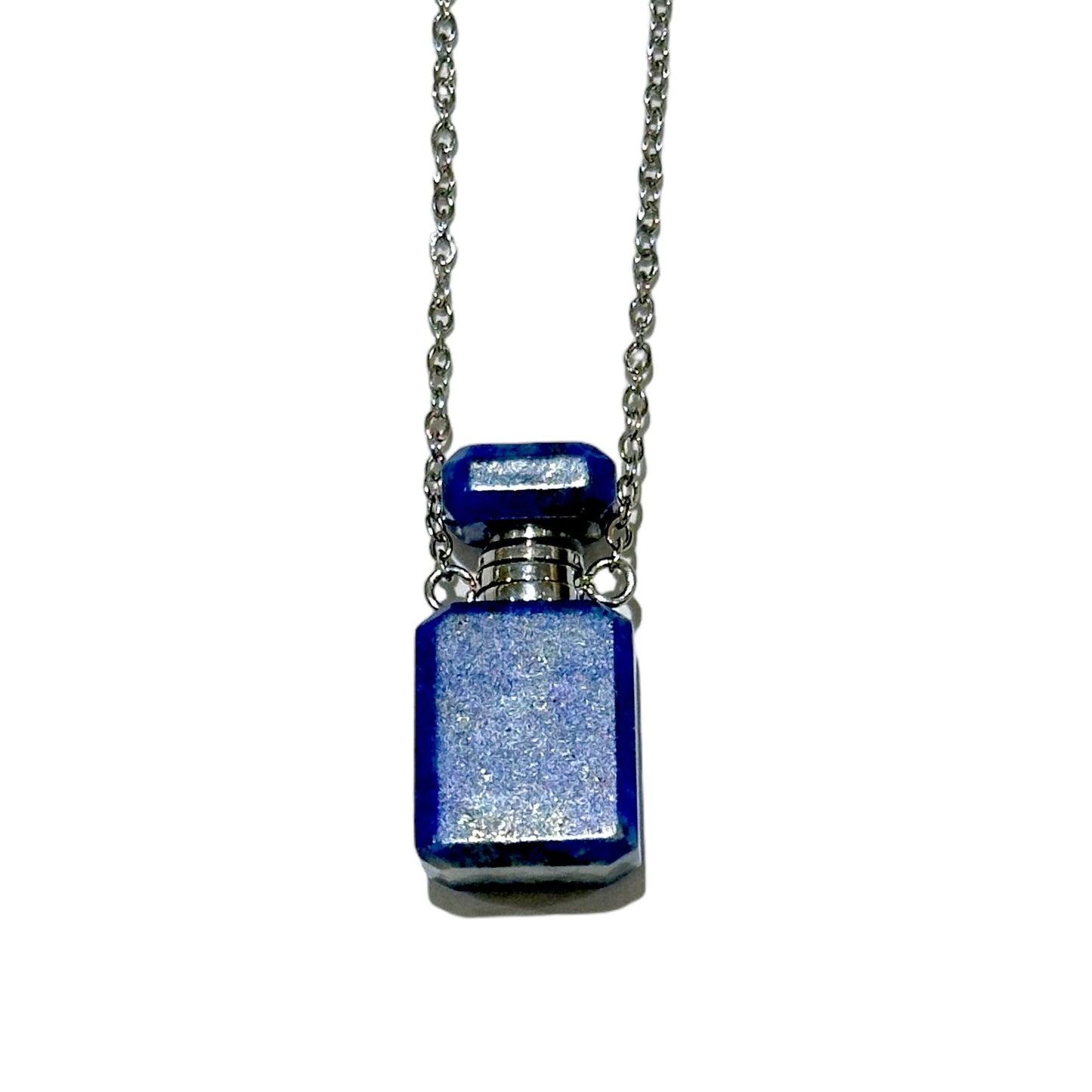 Collier fiole lapis pour huile essentiel/parfum