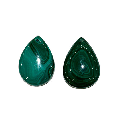 Pendentif plat en Malachite percé devant