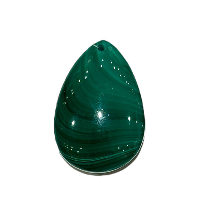 Pendentif plat en Malachite percé devant