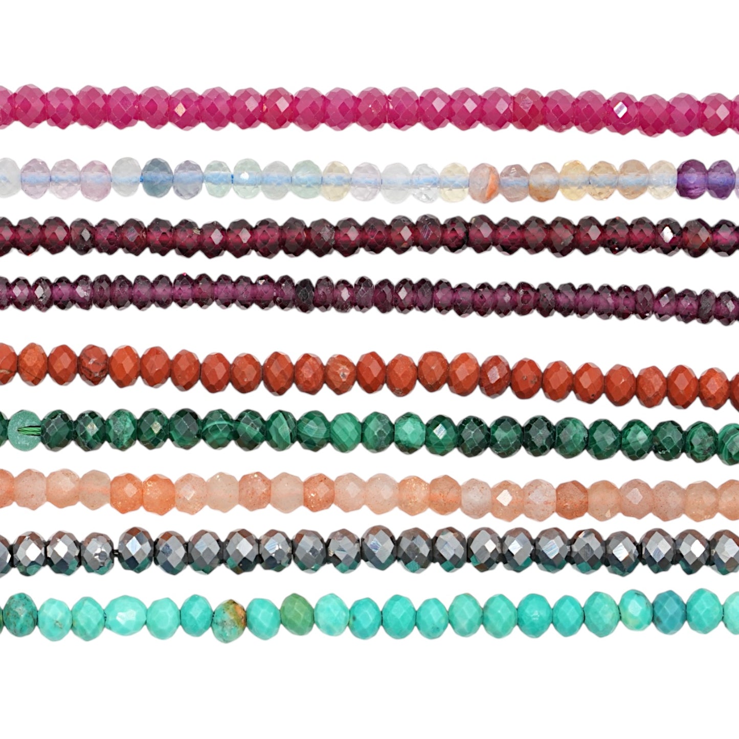 Fil de perle en rondelle facetté 3x4 mm (31 pierres disponible)