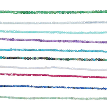 Strand of faceted square beads 2x2 mm (9 stones available)