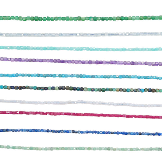 Fil de perles carrés facettés 2x2 mm (30 pierres disponible)