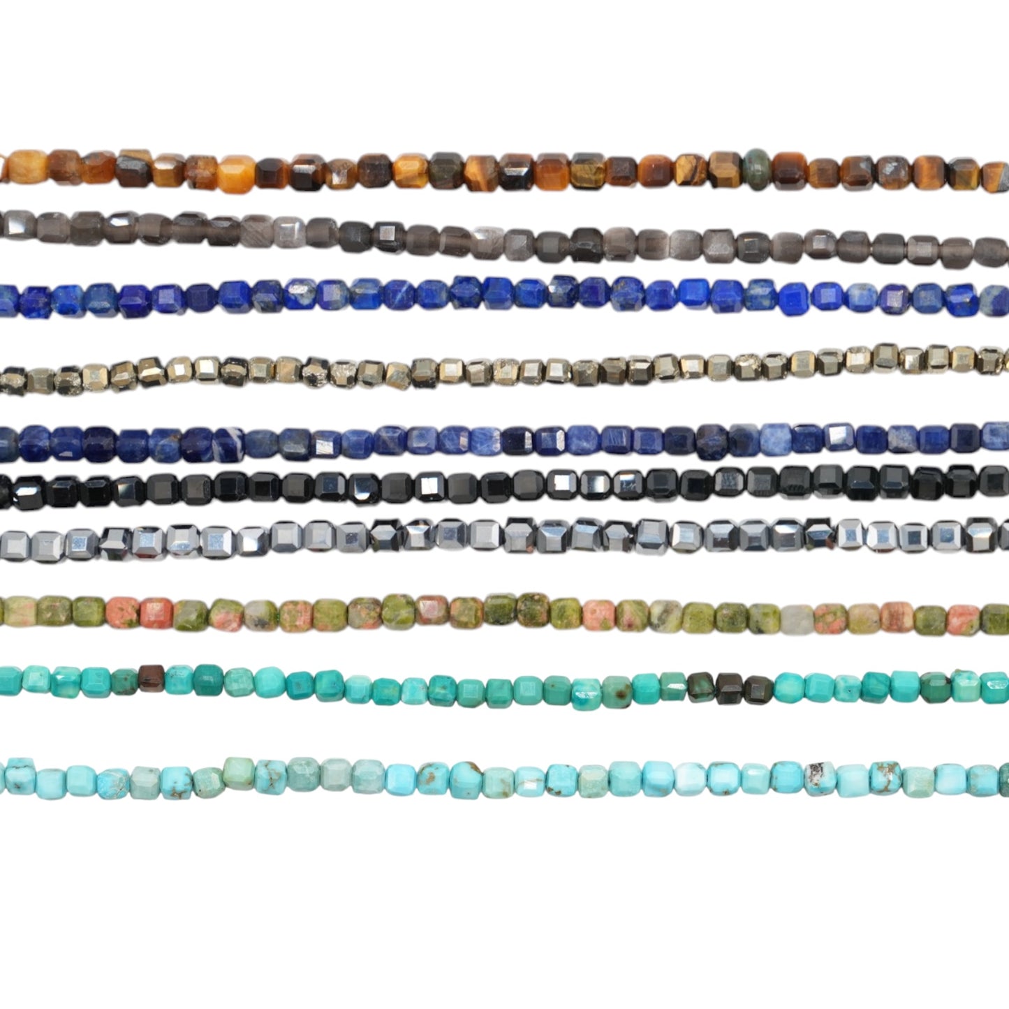 Fil de perles carrés facettés 3x3 mm (18 pierres disponible)