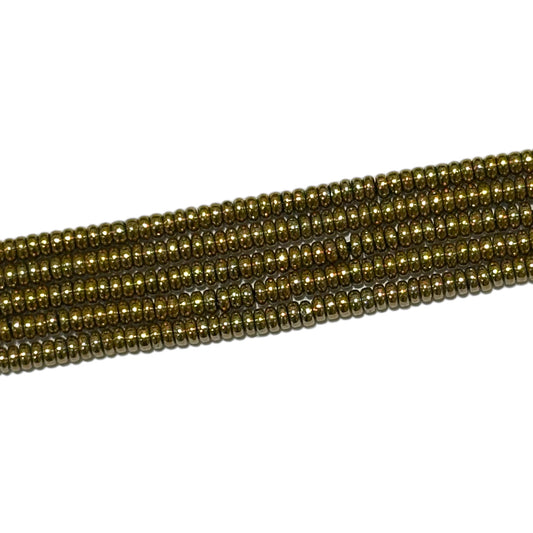 Fil de perle Hématite electroplaquée doré/bronze 2mm HED-21P