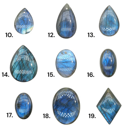 Pendentif en labradorite AAA extra bleue (17 formes disponible)
