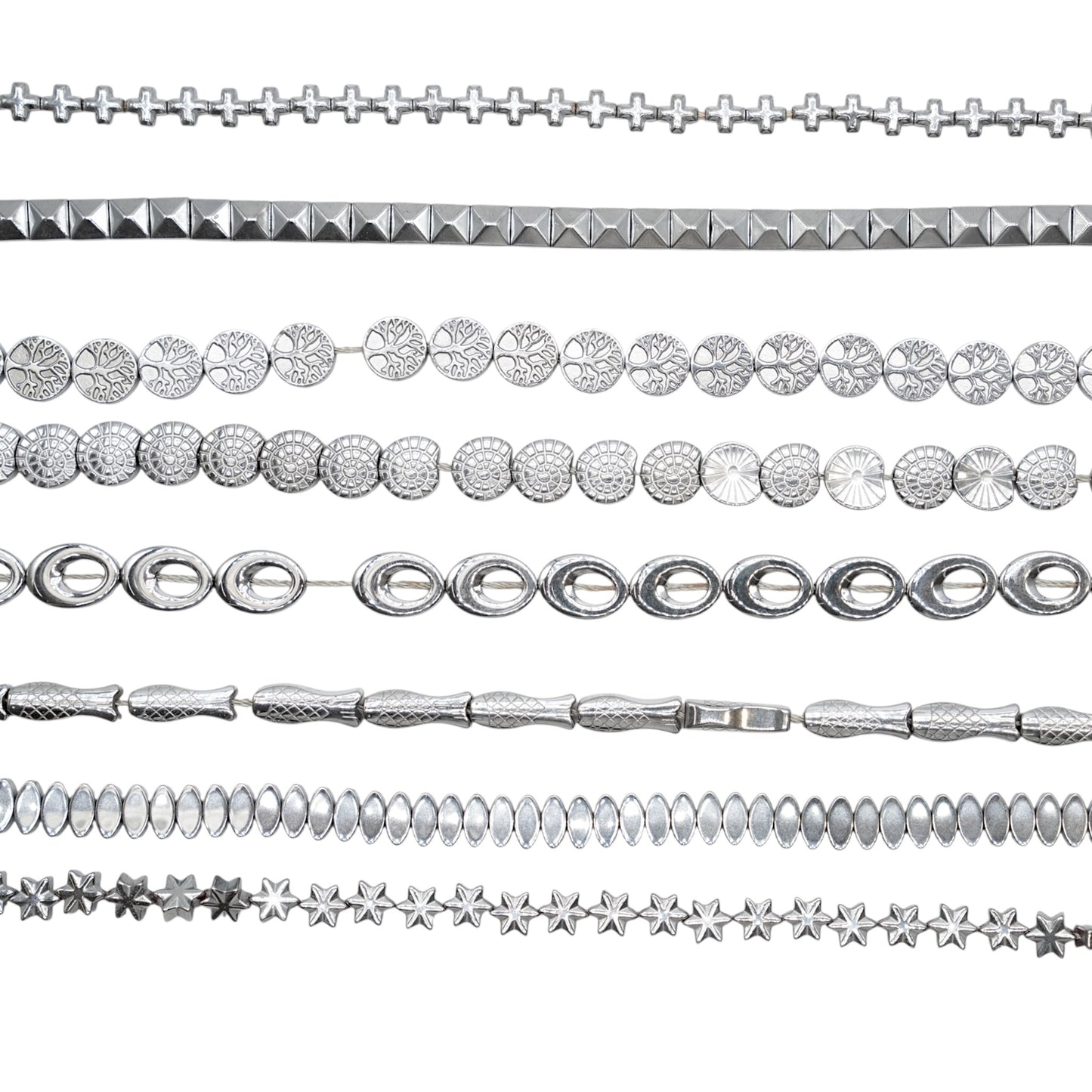 Fil de perle Hématite electroplaquée argenté HEA (240 à 248)