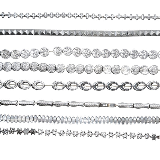 Fil de perle Hématite electroplaquée argenté HEA (240 à 248)