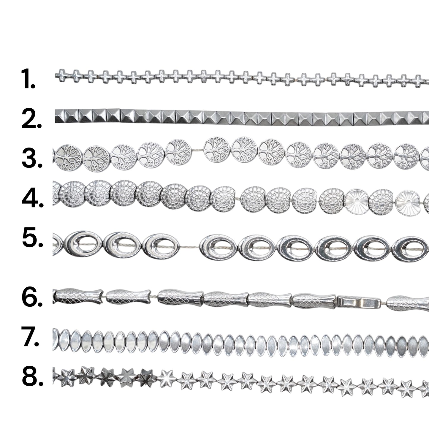 Fil de perle Hématite electroplaquée argenté HEA (240 à 248)