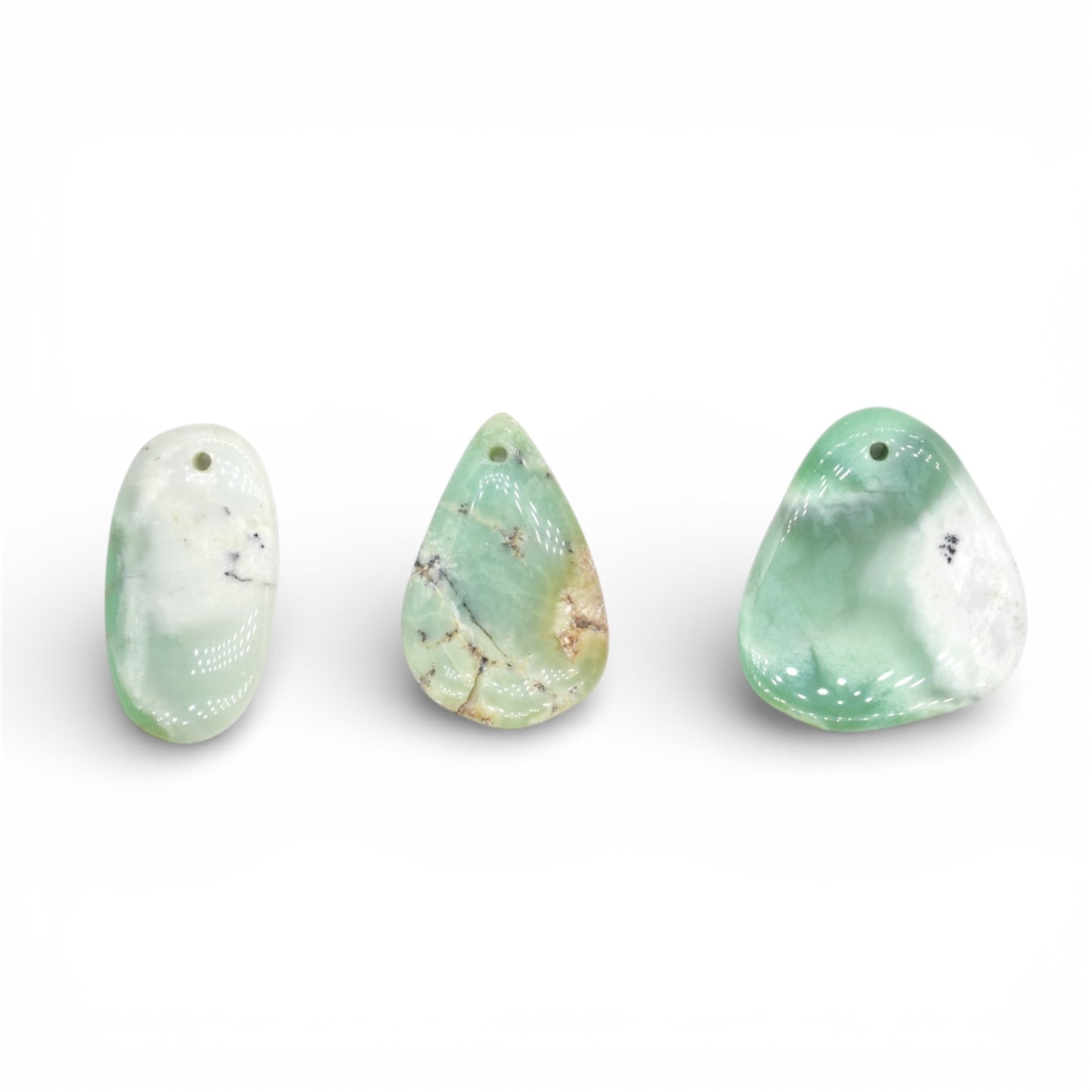 Pendentif Chrysoprase (Jade d’Australie) forme libre aléatoire percé devant