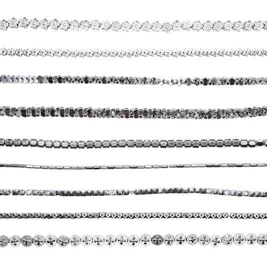 Fil de perle Hématite electroplaquée argentée HEA (249 à 258)