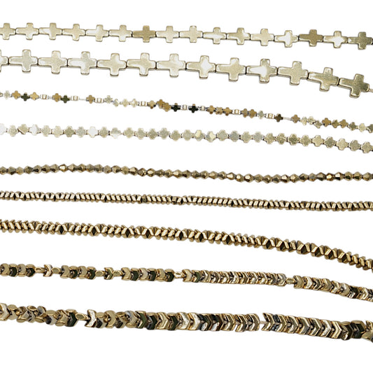 Fil de perle Hématite electroplaquée dorée HED (260 à 268)