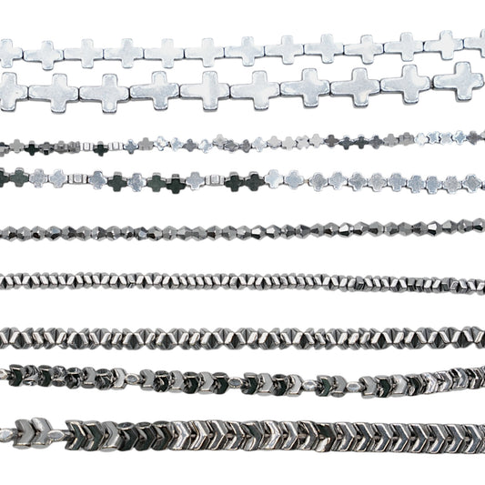 Fil de perle Hématite electroplaquée argentée HEA (260 à 268)