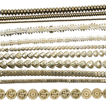 Fil de perle Hématite electroplaquée dorée HED (270 à 280)