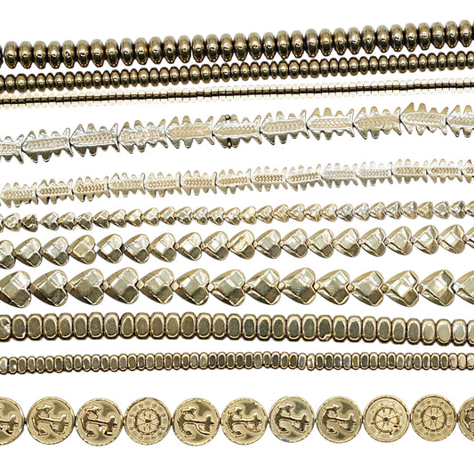 Fil de perle Hématite electroplaquée dorée HED (270 à 280)
