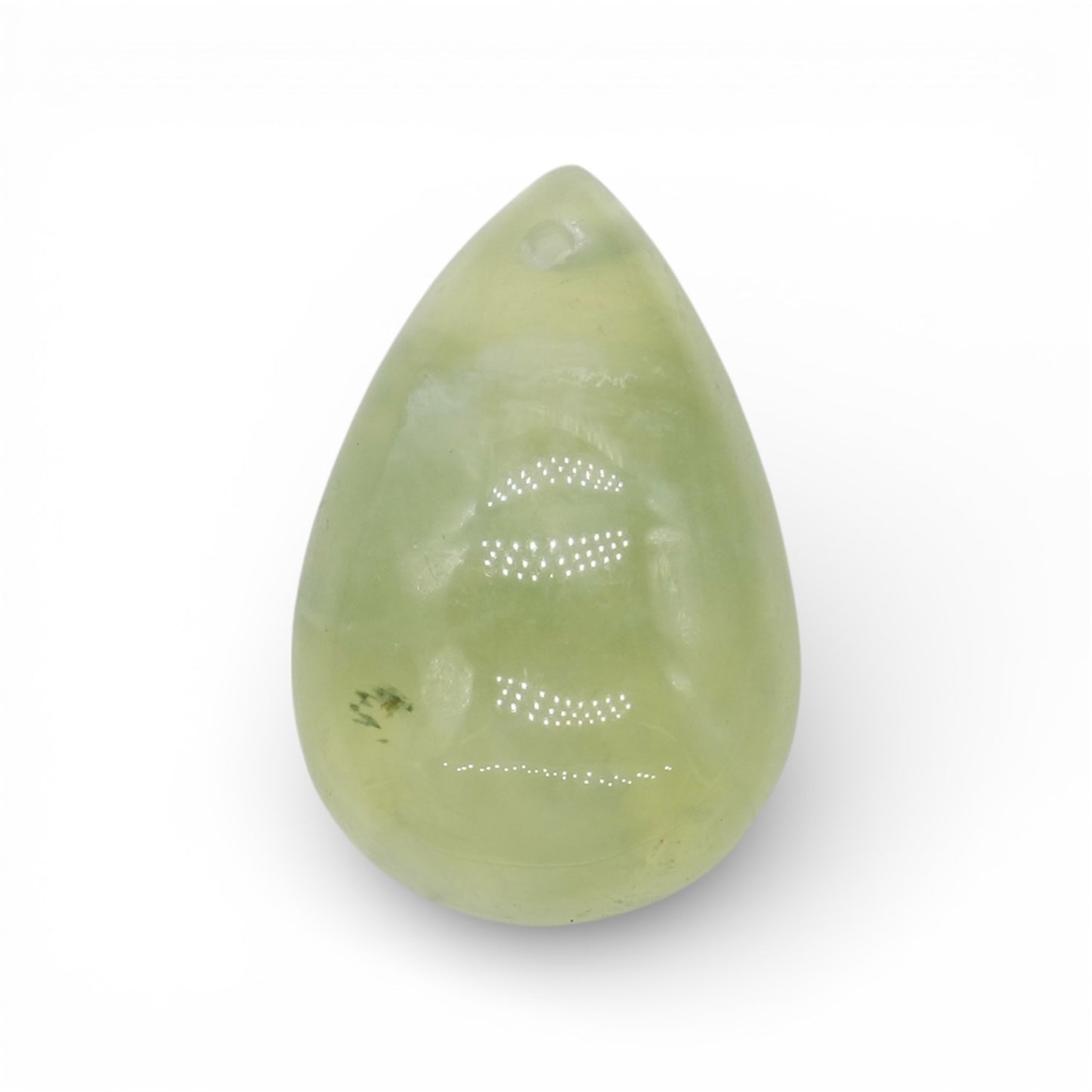 Petit pendentif en Prehnite 1,2x2 cm environ goutte plate percé devant