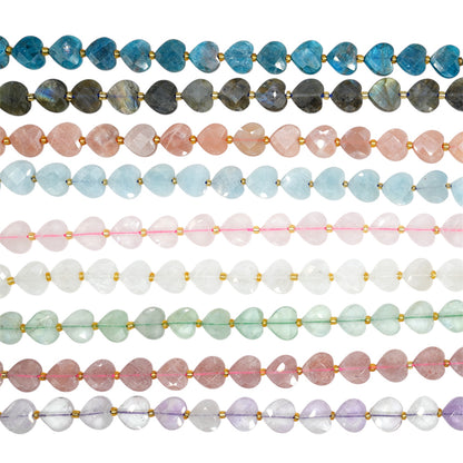 Fil de coeur facetté en pierre naturelle 12 mm (19 pierres disponible)