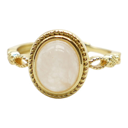 Gold-plated rhodium-plated brass ring & natural stone (Adjustable) #9