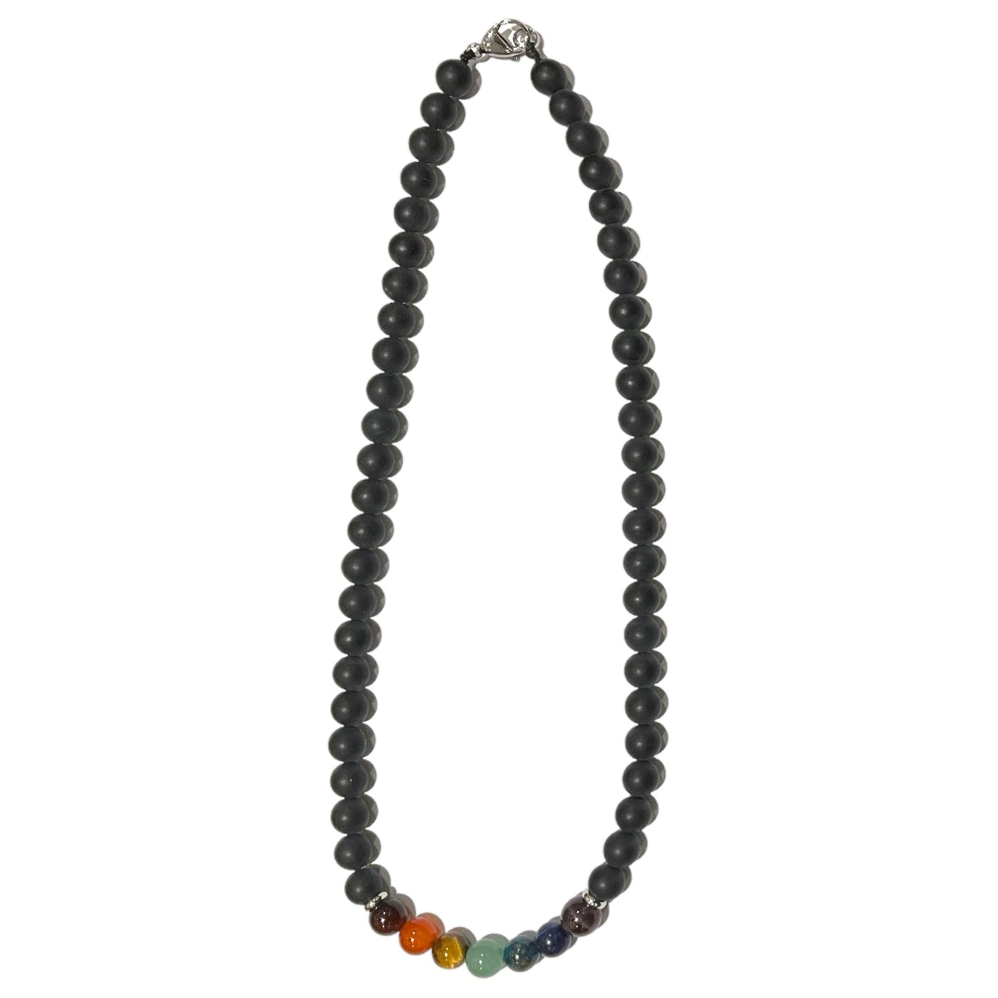 Collier boule 7 Chakras Onyx noir mat