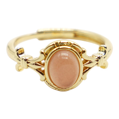 Gold-plated rhodium-plated brass ring & natural stone (Adjustable) #8