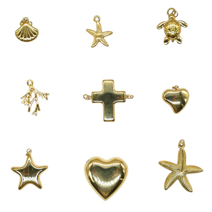 Breloques/Pendentifs en acier inoxydable dorée (9 modèles disponible)