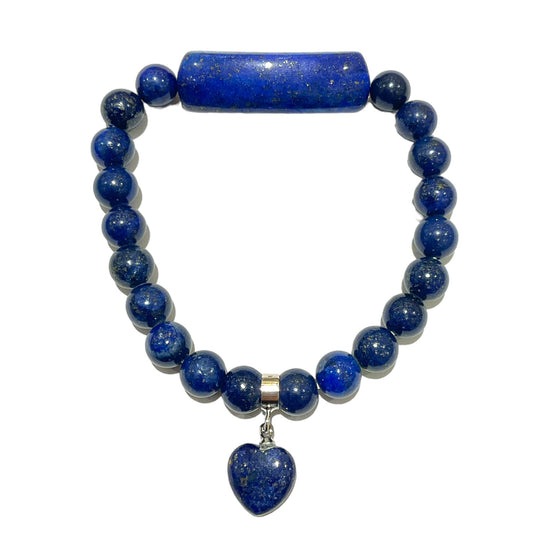 Bracelet Lapis Lazuli A+ Teinté cœur