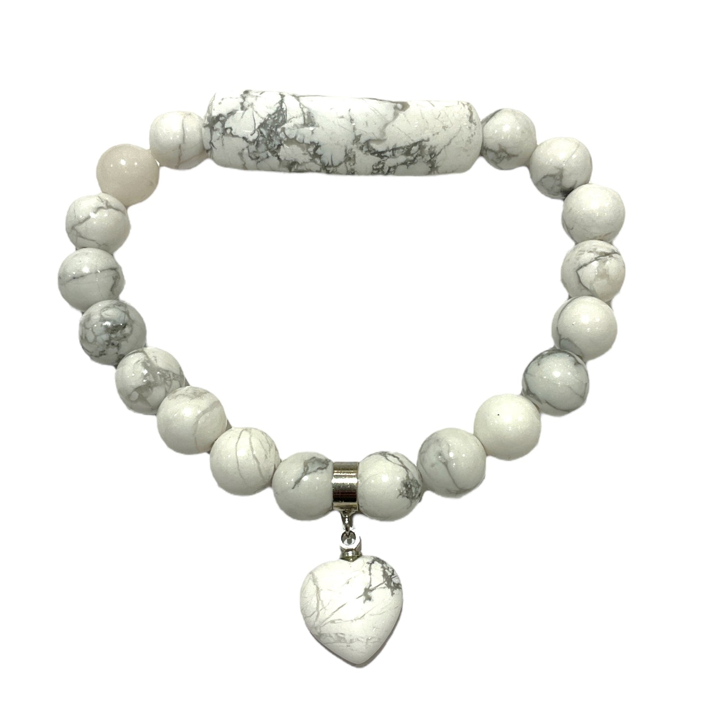 Bracelet Howlite blanche A cœur