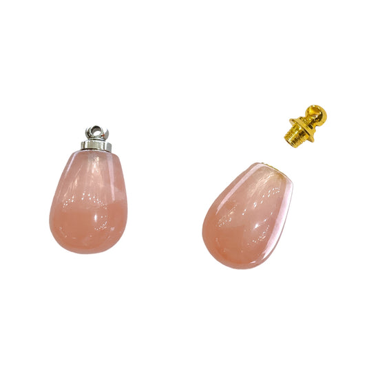 Pendentif fiole en Quartz Rose en acier pour huile essentielle/parfum