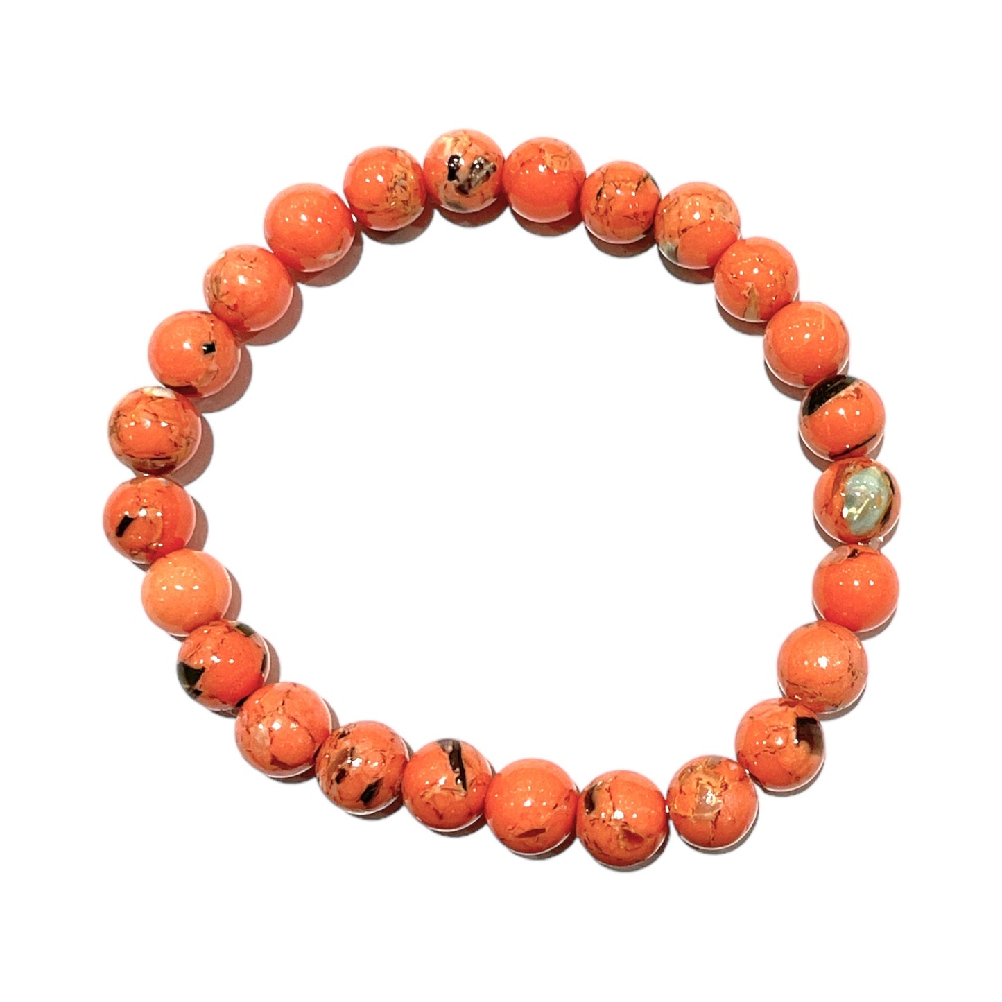 Bracelet en 6mm enfant Howlite coquillage Orange