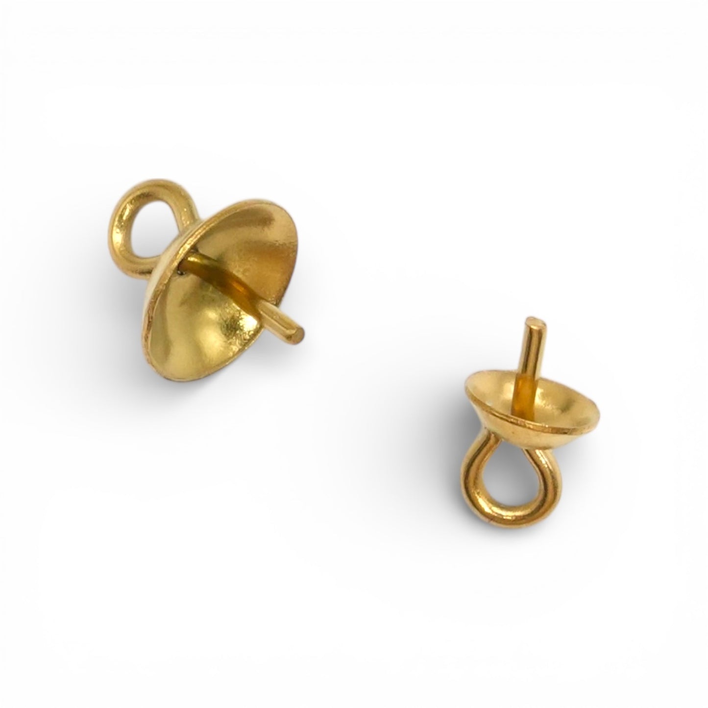 20 Bélières coupelle calotte pour perle semi-percée avec anneau (2 tailles disponibles)