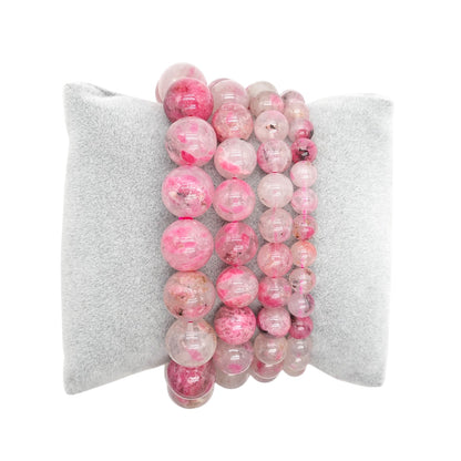 Bracelet en Rhodonite sur Quartz du Brésil AAA