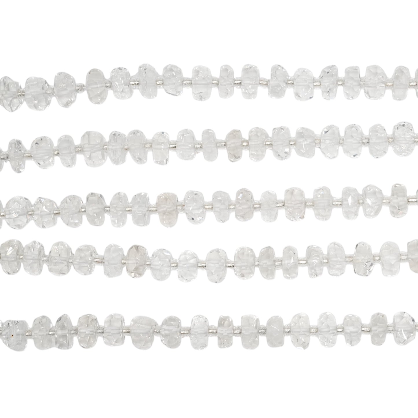 Fil Cristal de roche en rondelle facettée 5x9 mm