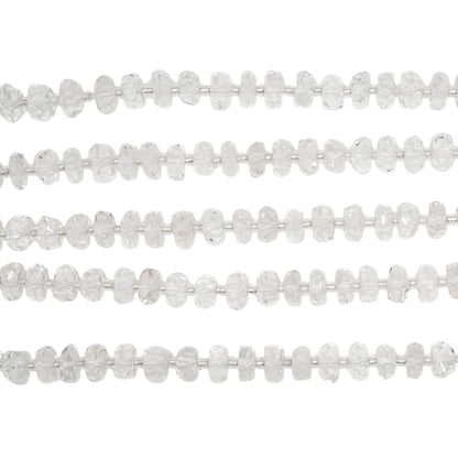 Fil Cristal de roche en rondelle facettée 5x9 mm