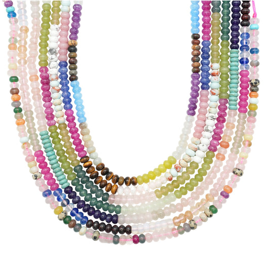 Fil de perle rondelles Jade teinté & pierre naturelle 4x6 mm (7 coloris disponible)