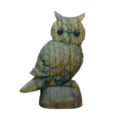 Figurine Hibou en Labradorite AA+ 8x4 cm (modèle unique nº20)